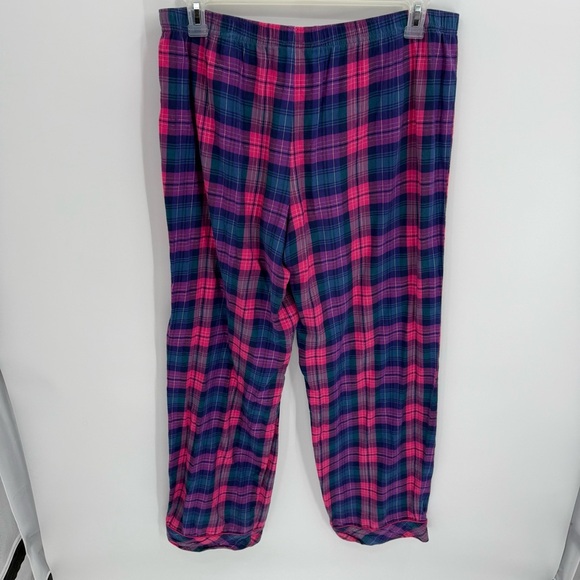 Victoria’s Secret Pajama Set Size L Pink Plaid 2 Piece Women’s Button Up Flannel - Picture 5 of 8